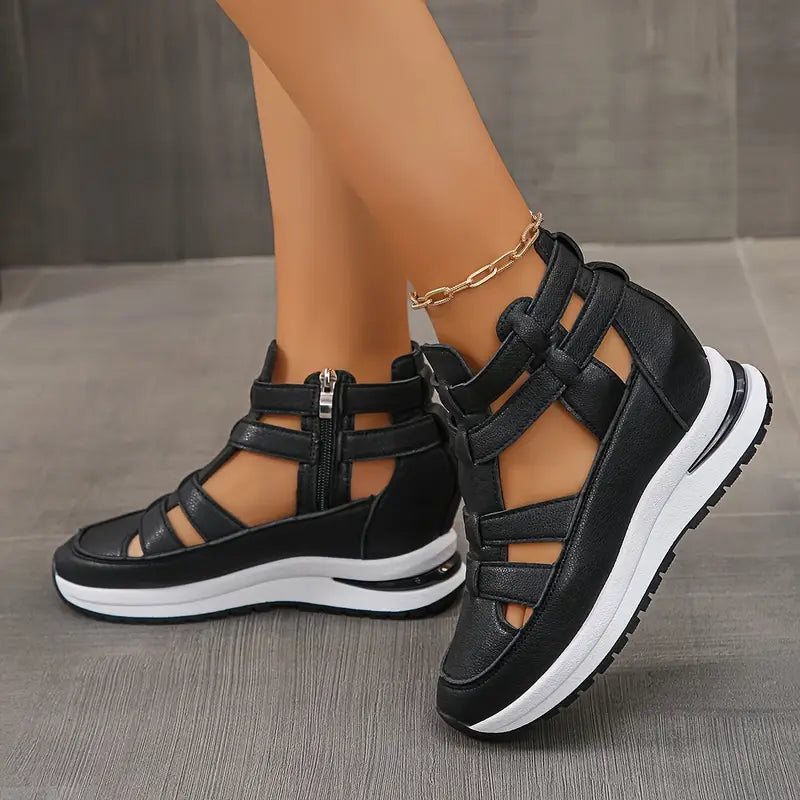 YVETTE | LIGHTWEIGHT WEDGE SANDALS WITH SIDE ZIP