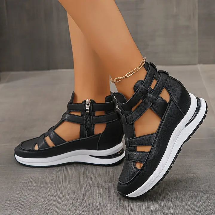 YVETTE | LIGHTWEIGHT WEDGE SANDALS WITH SIDE ZIP