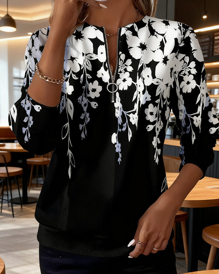 LARA | FLORAL ZIP-UP TOP