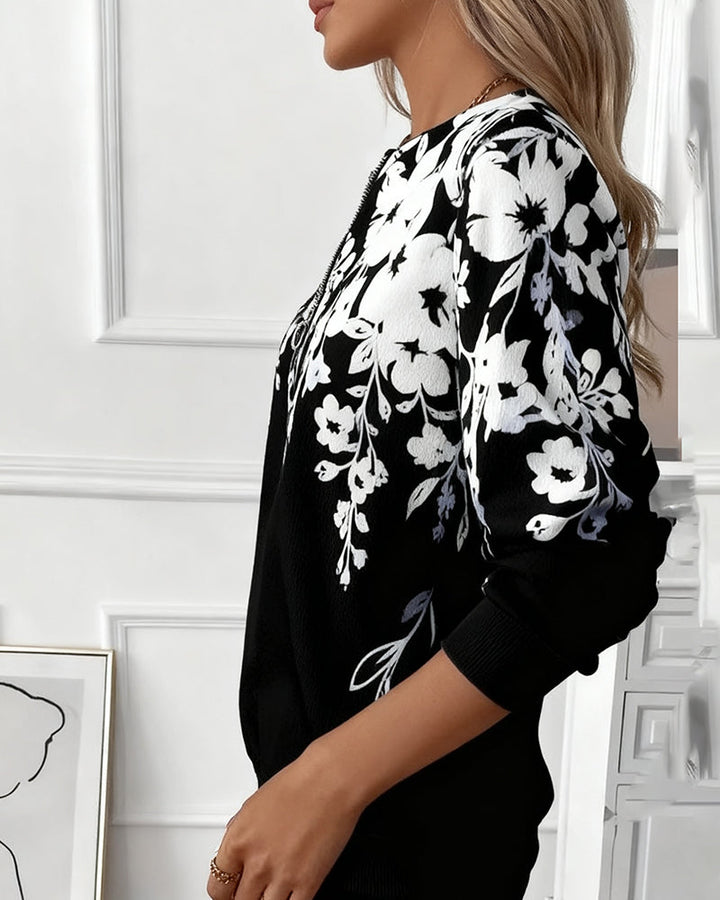 LARA | FLORAL ZIP-UP TOP