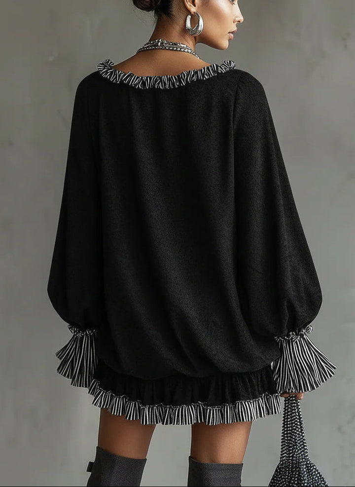 GILLIAN | FAUX SUEDE RUFFLE MINI DRESS
