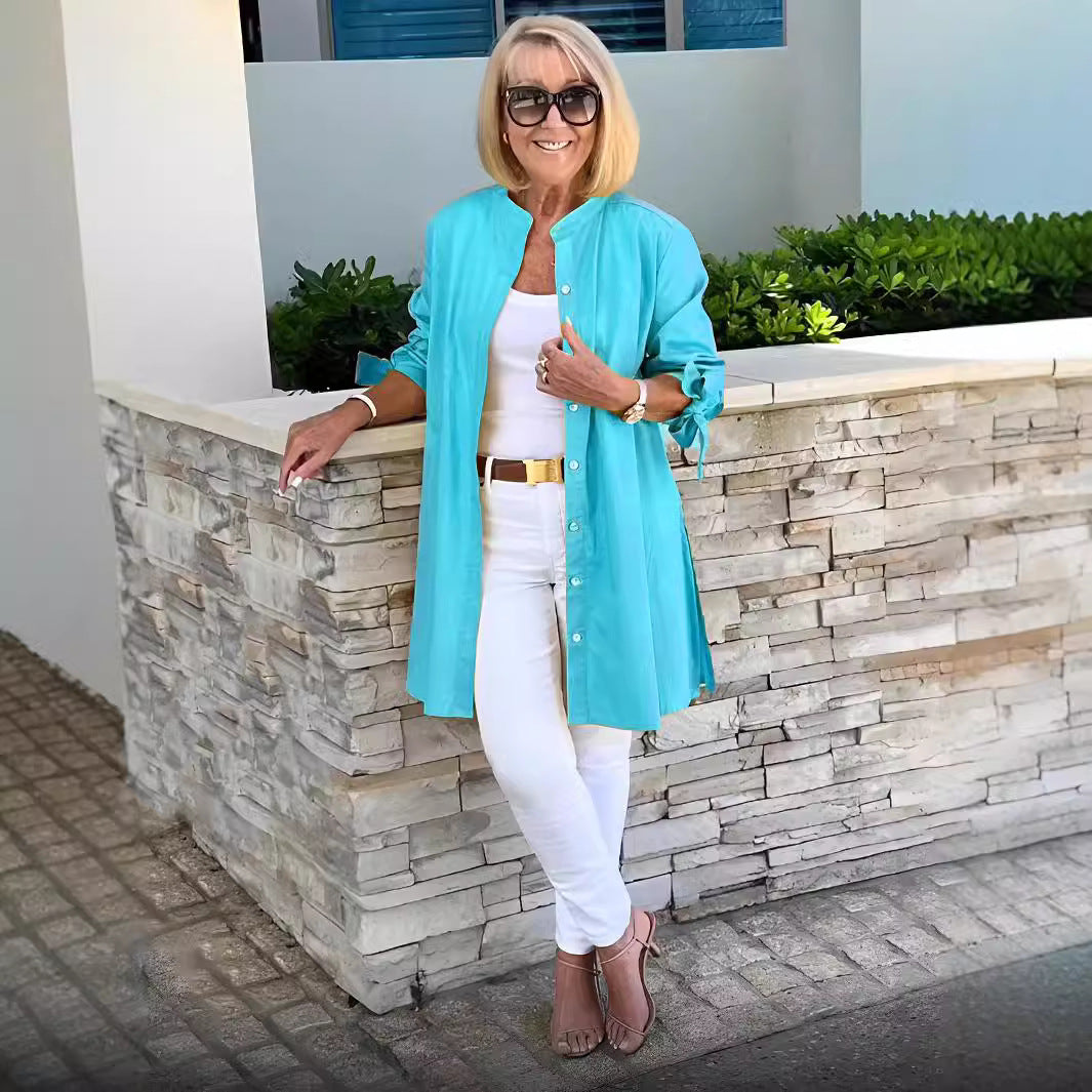 PRIMROSE | RELAXED FIT LONG-SLEEVE TUNIC BLOUSE