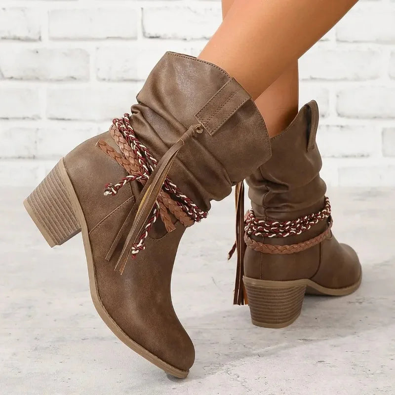 BEATRICE | WESTERN BLOCK HEEL BOOTIES