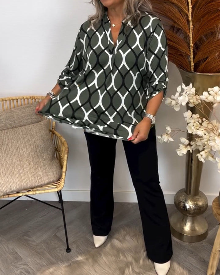 CHRISTABEL | CASUAL LONG-SLEEVE PATTERNED BLOUSE