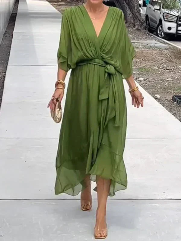 MYRA | FLOWY LIGHT V-NECK DRESS
