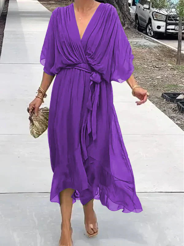 MYRA | FLOWY LIGHT V-NECK DRESS