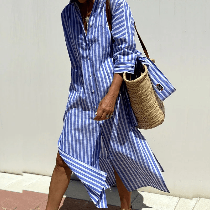 CLAUDIA | ELEGANT STRIPED SHIRT DRESS