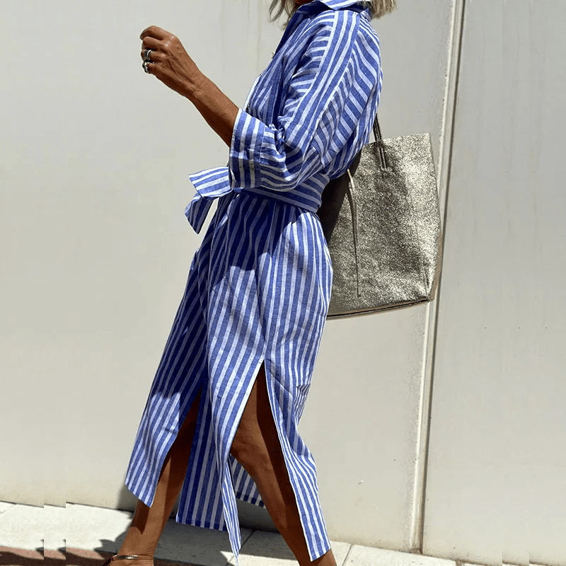 CLAUDIA | ELEGANT STRIPED SHIRT DRESS