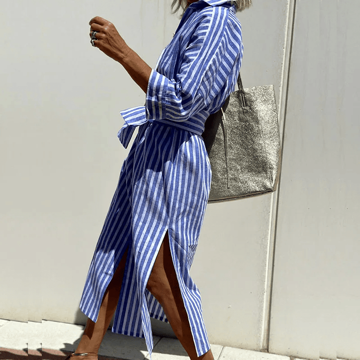 CLAUDIA | ELEGANT STRIPED SHIRT DRESS