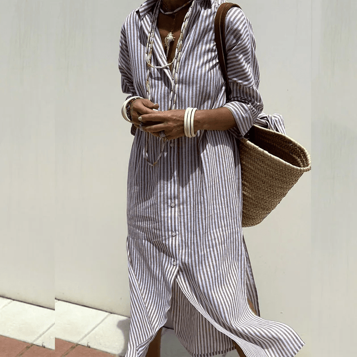 CLAUDIA | ELEGANT STRIPED SHIRT DRESS