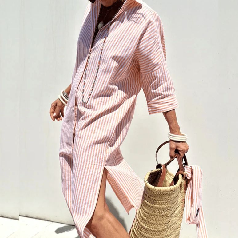 CLAUDIA | ELEGANT STRIPED SHIRT DRESS