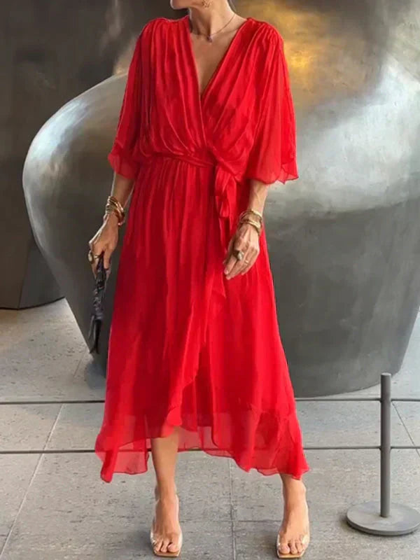 MYRA | FLOWY LIGHT V-NECK DRESS