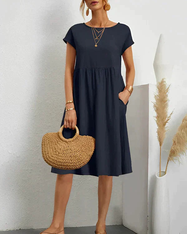 JACQUELINE | ELEGANT ROUND NECK DRESS