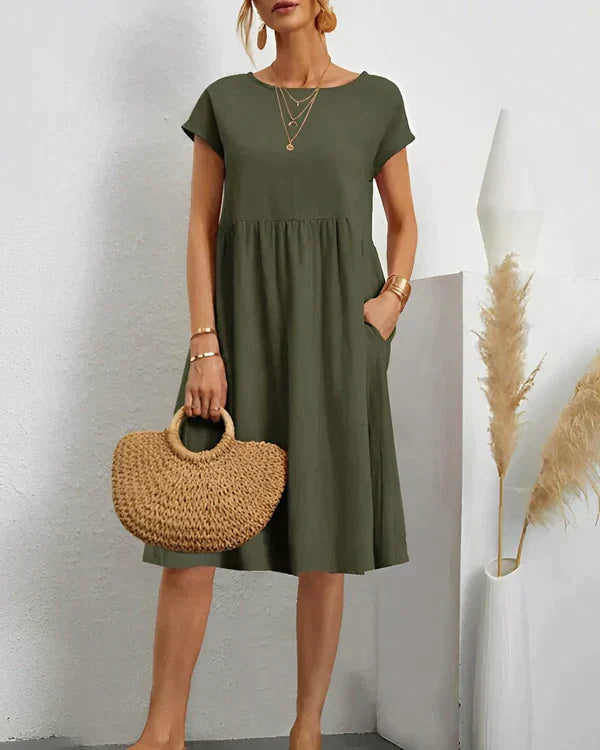 JACQUELINE | ELEGANT ROUND NECK DRESS