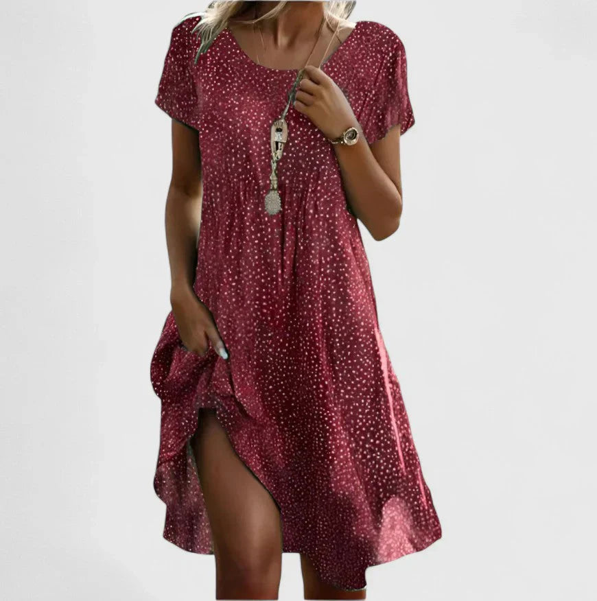 ROSALINDA | POLKA DOT V-NECK MIDI DRESS