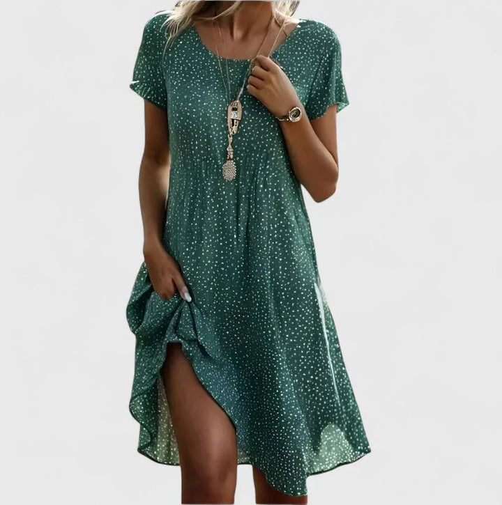 ROSALINDA | POLKA DOT V-NECK MIDI DRESS
