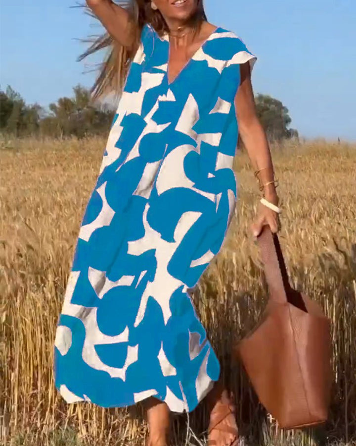 DOREEN | PRINTED V-NECK DRESS
