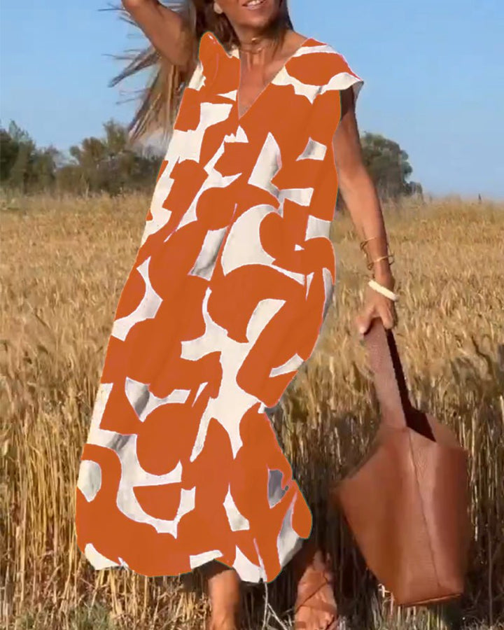 DOREEN | PRINTED V-NECK DRESS