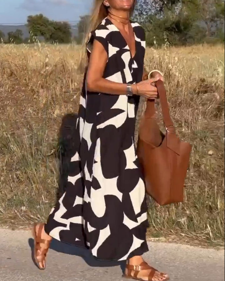 DOREEN | PRINTED V-NECK DRESS